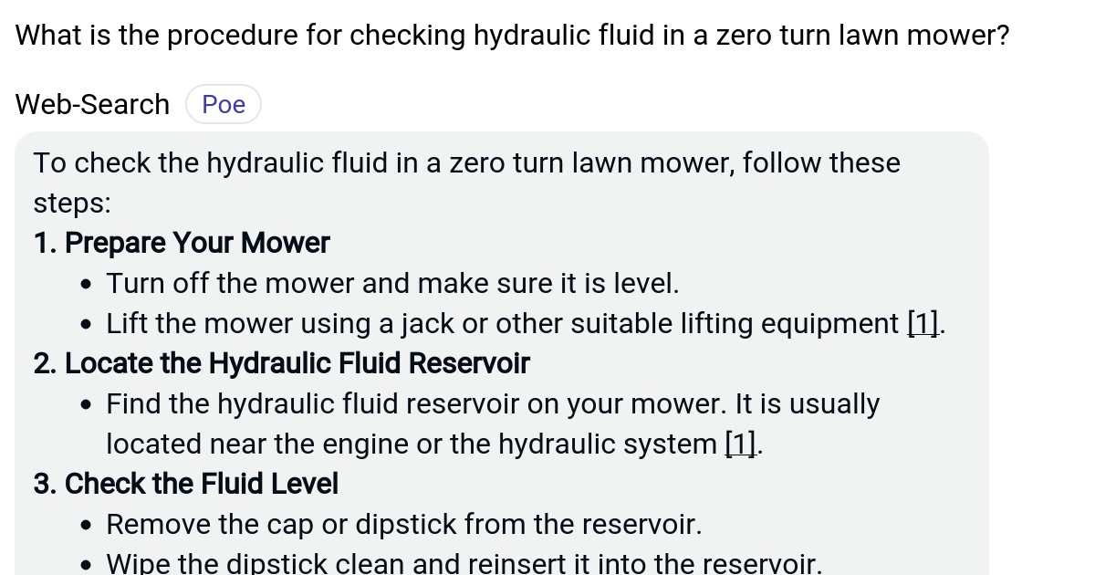 What is the procedure for checking hydraulic fluid in a zero turn lawn