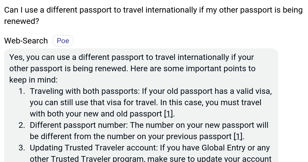 Can I use a different passport to travel internationally if my other