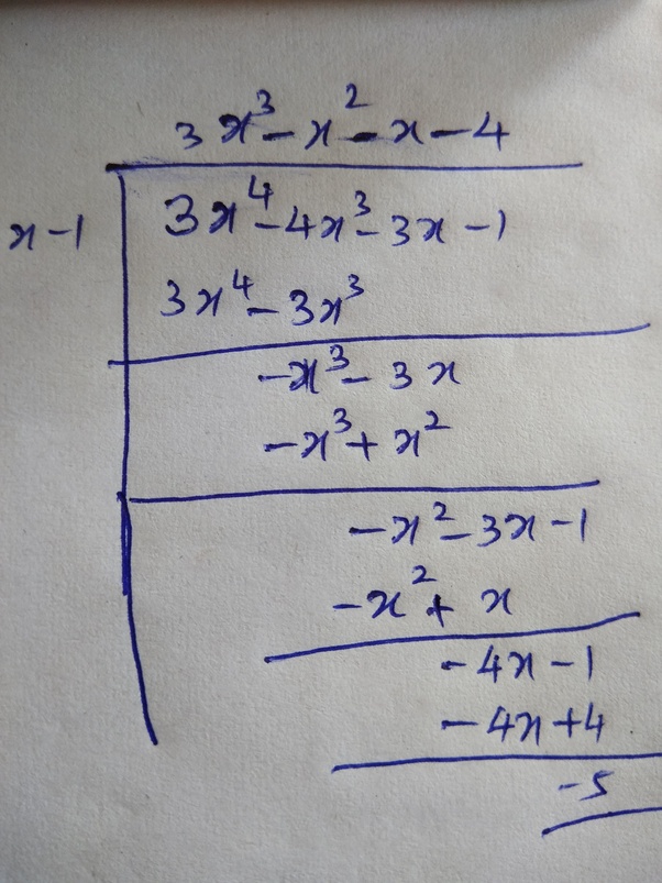 Divide the polynomials 3x^44x^33x1 by x1. How would you find the