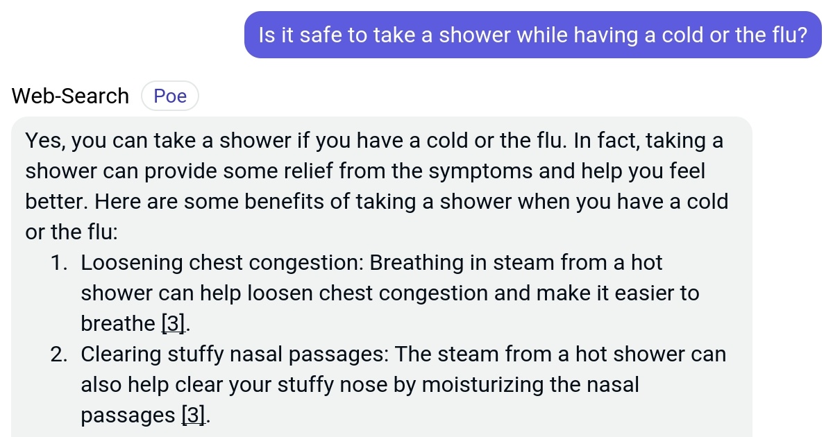 Is it safe to take a shower while having a cold or the flu? Poe
