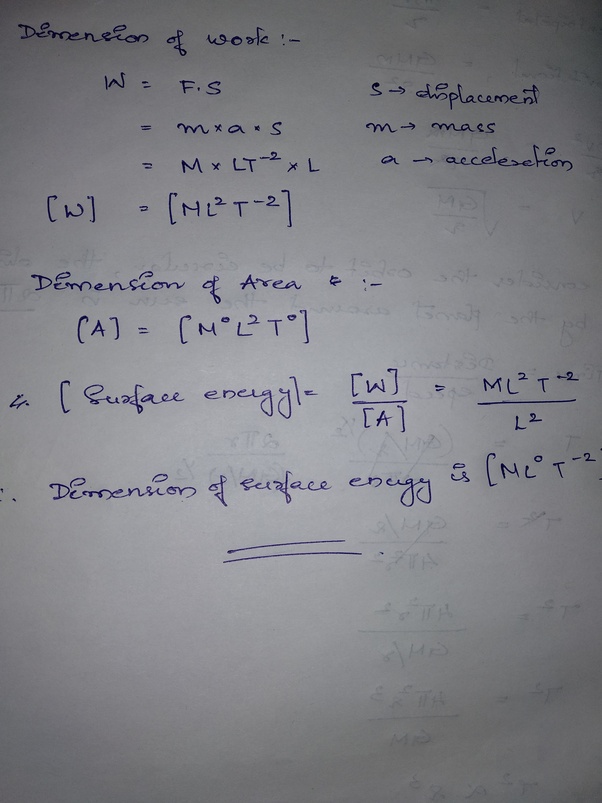 What is the dimension of surface energy? Quora