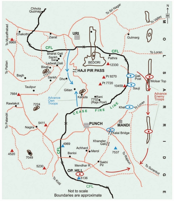 1965 Pakistan India Map Why was Haji Peer important to India and why was it given to Pakistan