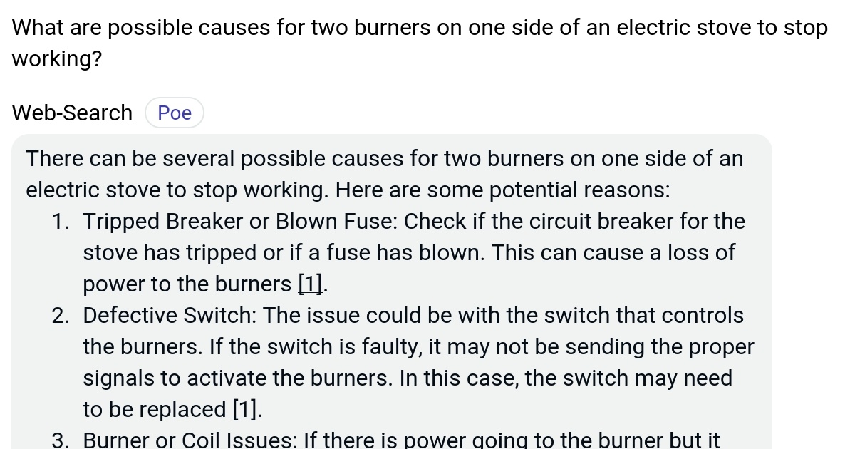 What are possible causes for two burners on one side of an electric