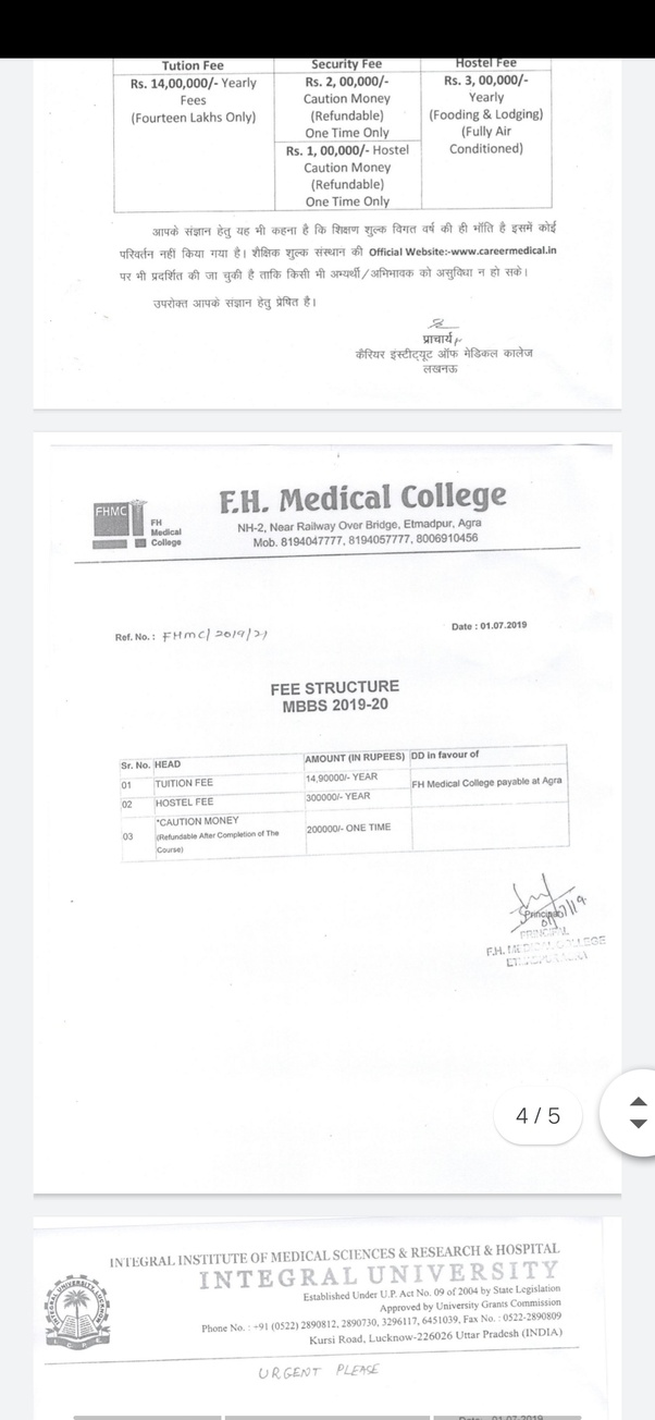 What are best private medical colleges in UP and what are the fees of colleges through
