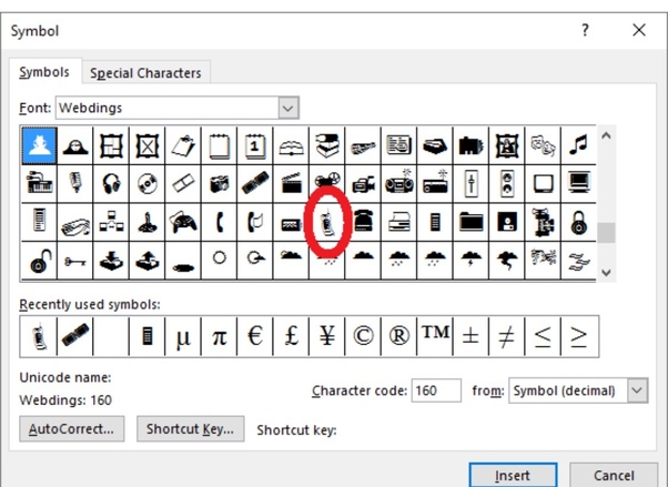 How to insert the mobile phone symbol in Microsoft Word Quora