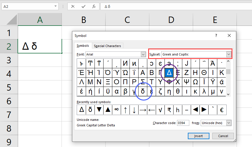 Di Excel, bagaimana Anda mengetik simbol Delta? - Quora