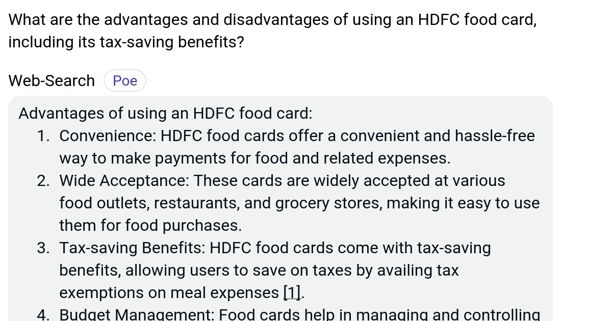 What are the advantages and disadvantages of using an HDFC food card