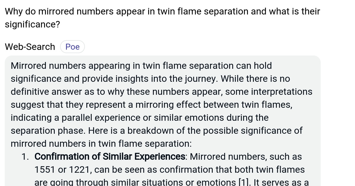 Why do mirrored numbers appear in twin flame separation and what is