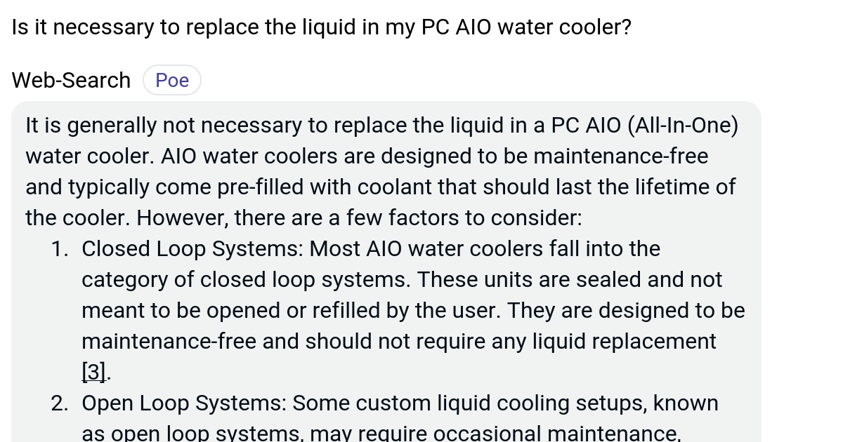 Is it necessary to replace the liquid in my PC AIO water cooler? Poe