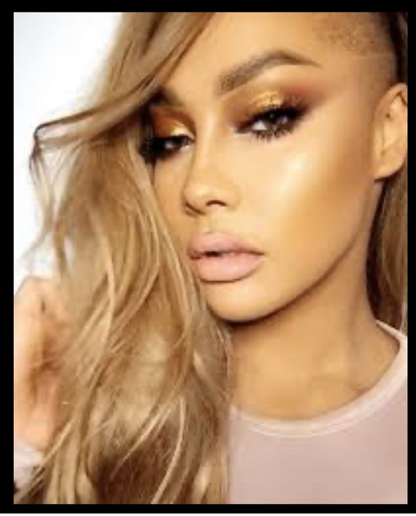 What lipstick can one wear with bronze glitter eyeshadow except for red