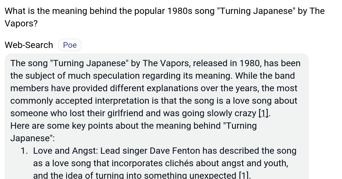 What is the meaning behind the popular 1980s song "Turning Japanese" by