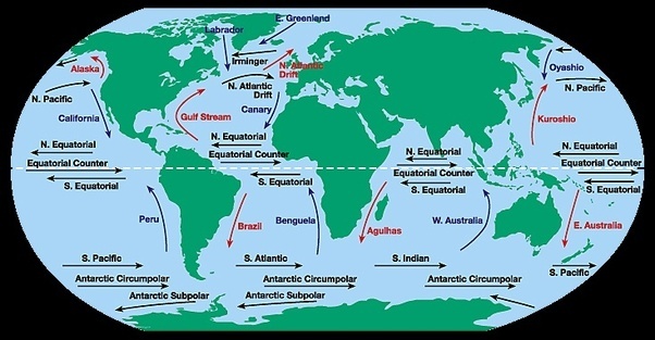 What is the difference between winds, ocean currents, trade