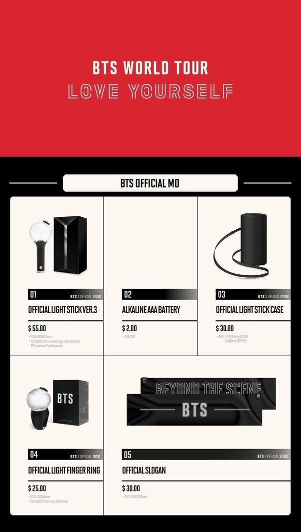 What are the prices for BTS merch at Love Yourself Tour concerts? Quora