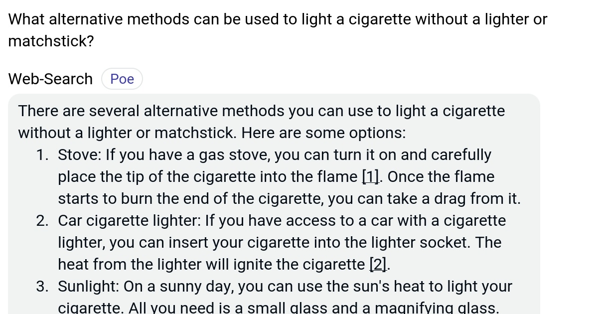 What alternative methods can be used to light a cigarette without a