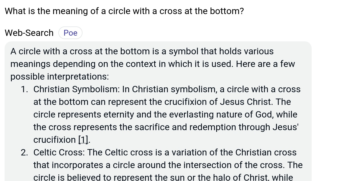 What is the meaning of a circle with a cross at the bottom? Poe