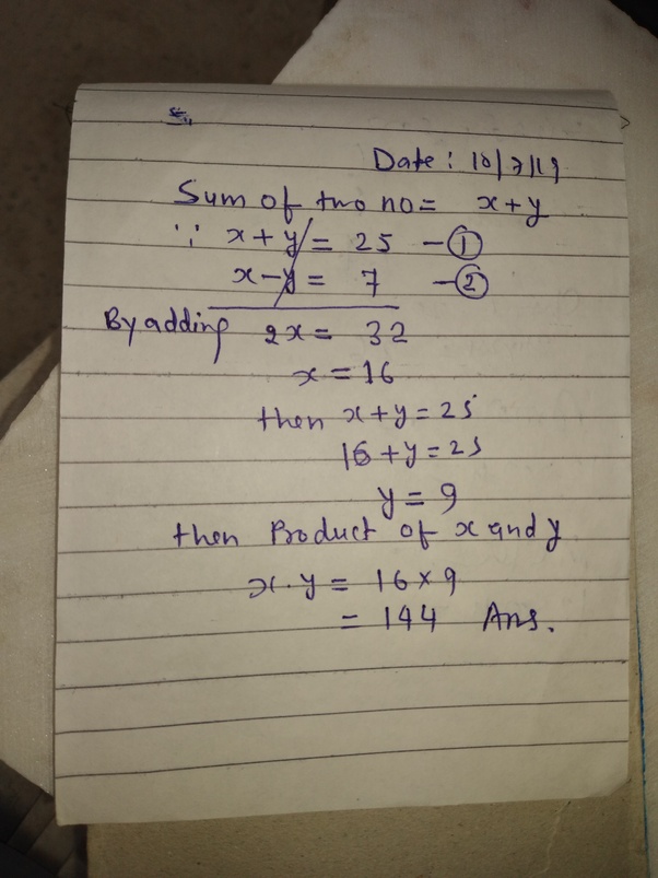 The sum of two numbers is 25. If the smallest number is subtracted from