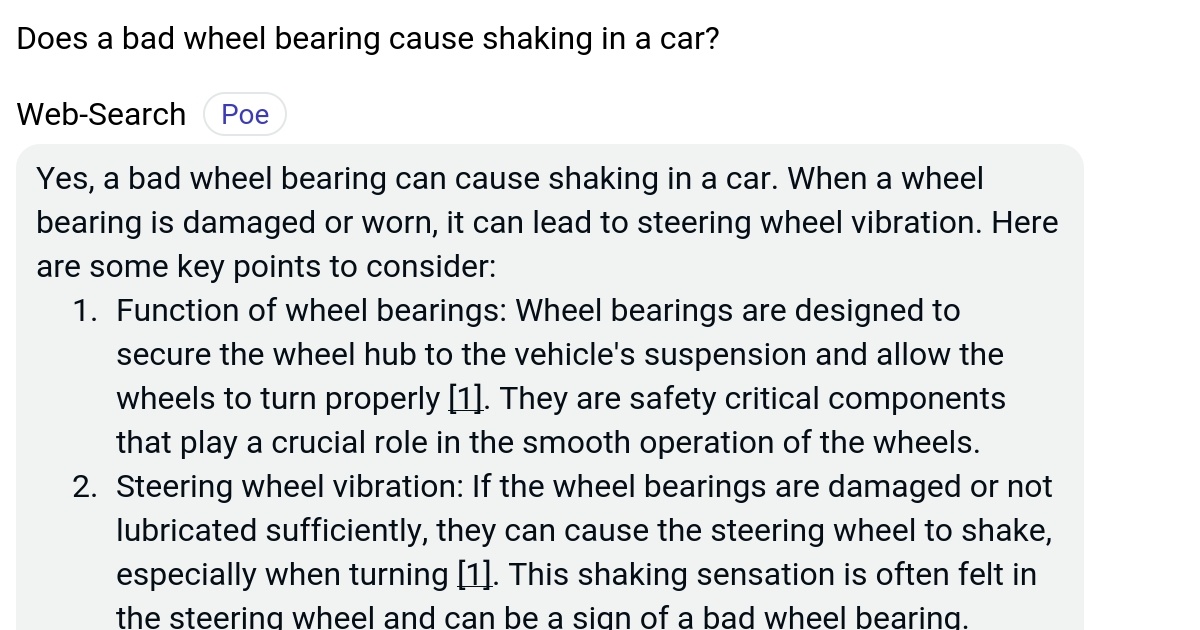 Does a bad wheel bearing cause shaking in a car? Poe