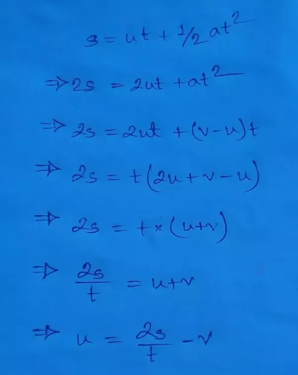 How to rearrange the equation s=ut+1/2at^2 to make u the subject Quora