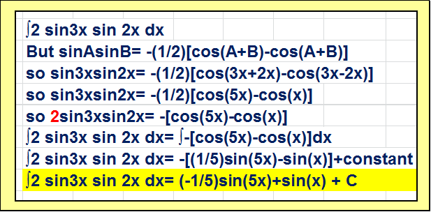 Bagaimana saya akan mengintegrasikan (2 sin3x sin 2x dx)? - Quora
