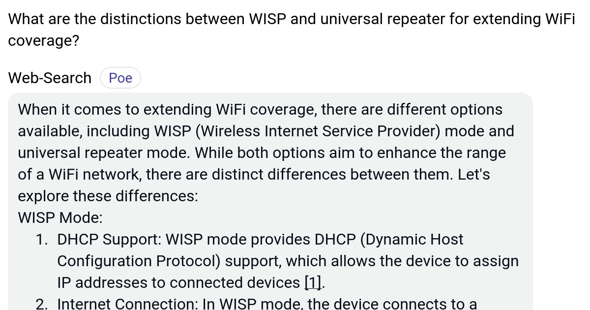 What are the distinctions between WISP and universal repeater for
