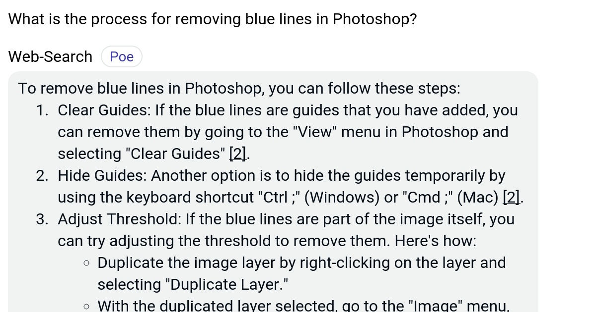 What is the process for removing blue lines in Poe