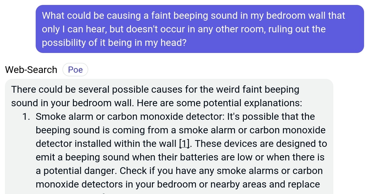 What could be causing a faint beeping sound in my bedroom wall that