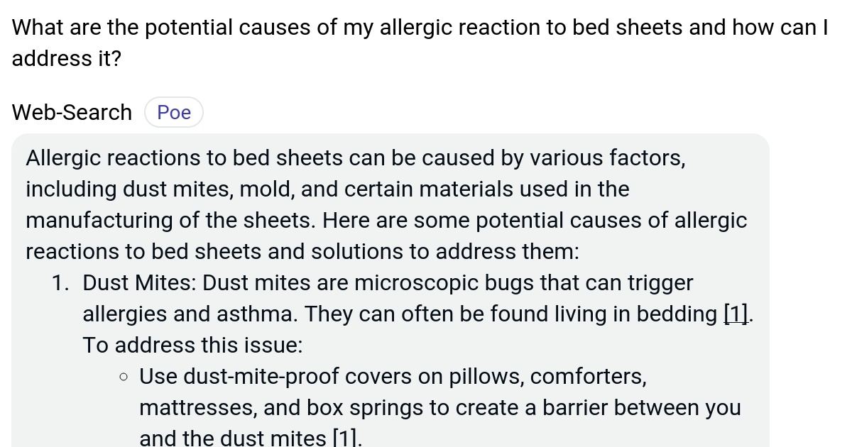 What are the potential causes of my allergic reaction to bed sheets and