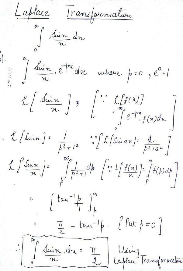 What is the integration of sinx/x with limit 0 to infinite