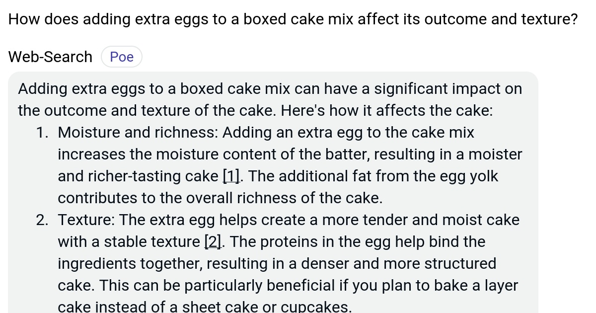 How does adding extra eggs to a boxed cake mix affect its and