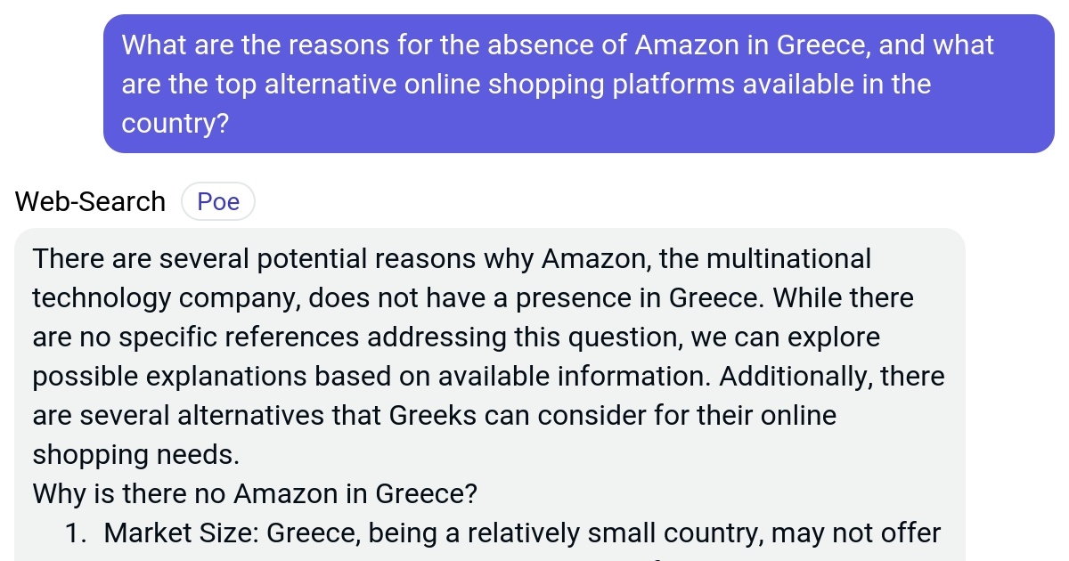 What are the reasons for the absence of Amazon in Greece, and what are