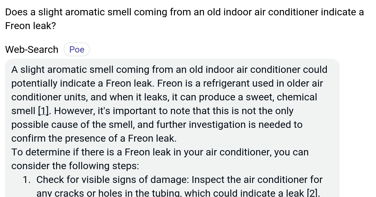 Does a slight aromatic smell coming from an old indoor air conditioner