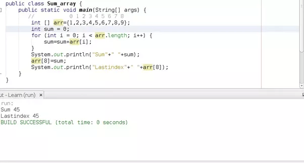 How can we save the sum of an array in its last index in Java? Quora