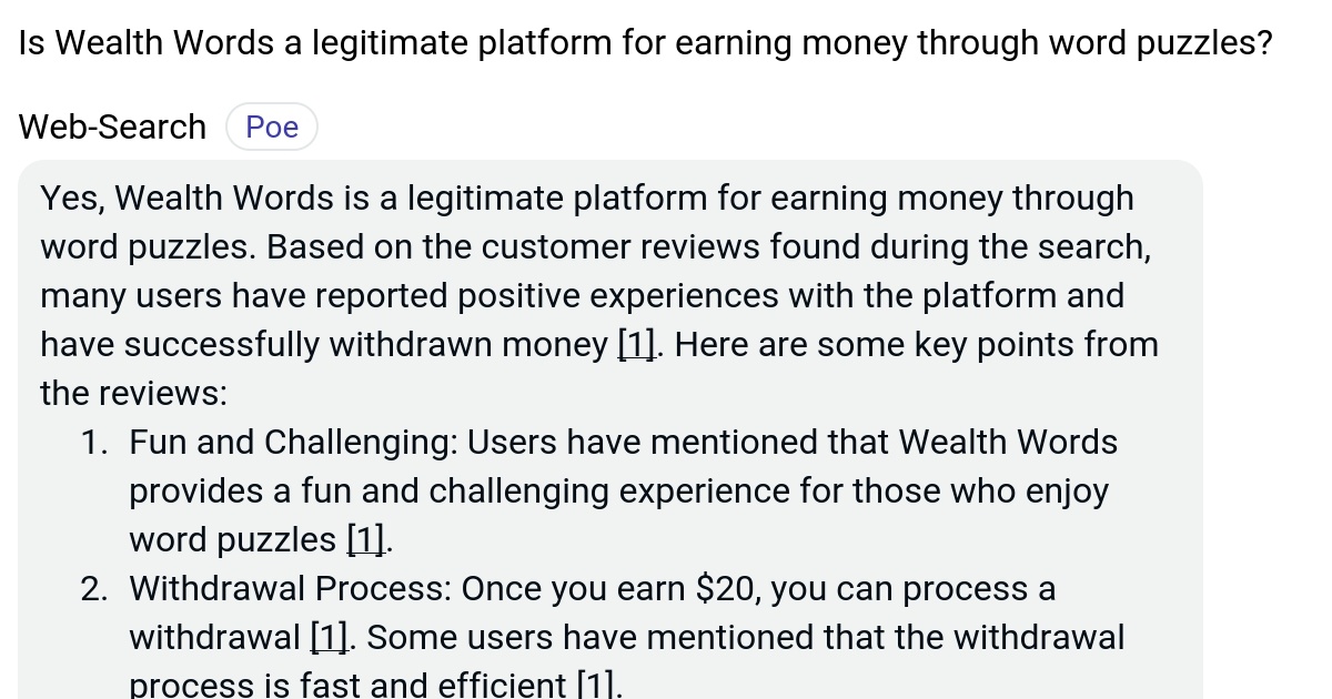 Is Wealth Words a legitimate platform for earning money through word
