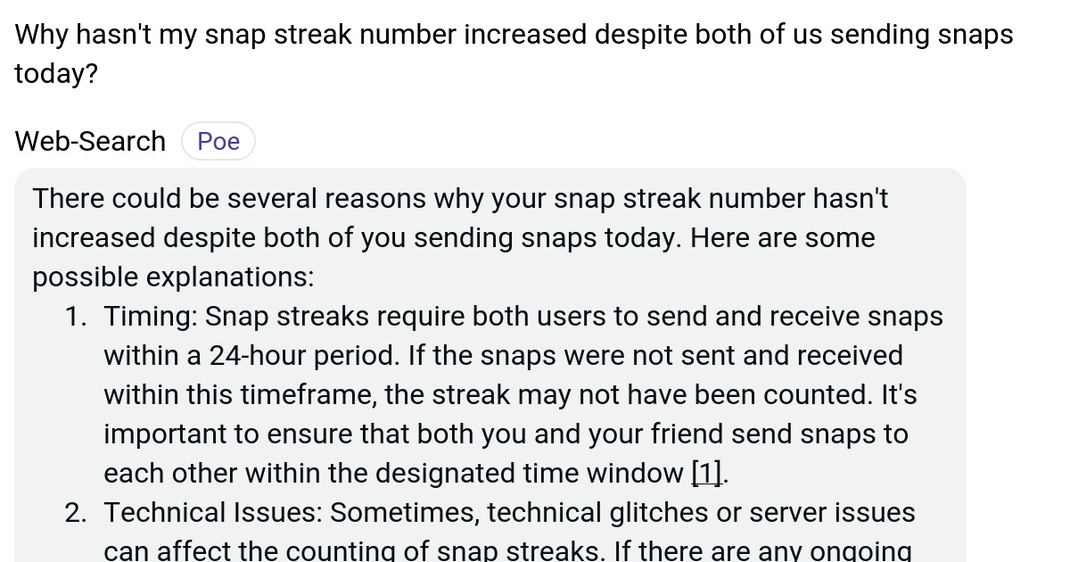 Why hasn't my snap streak number increased despite both of us sending