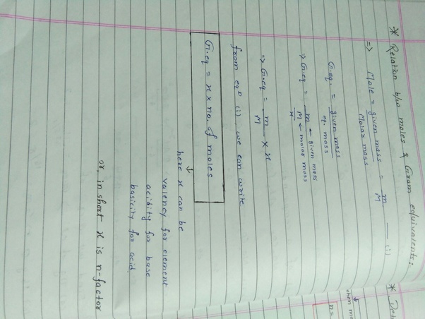 No Of Equivalents Formula