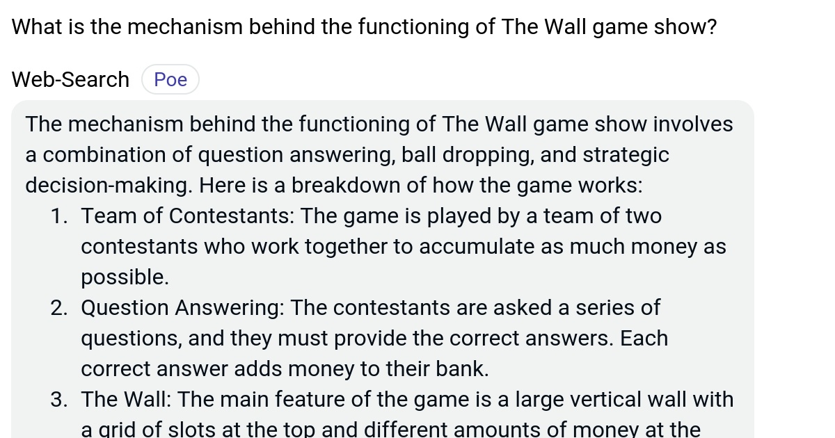 What is the mechanism behind the functioning of The Wall game show? Poe
