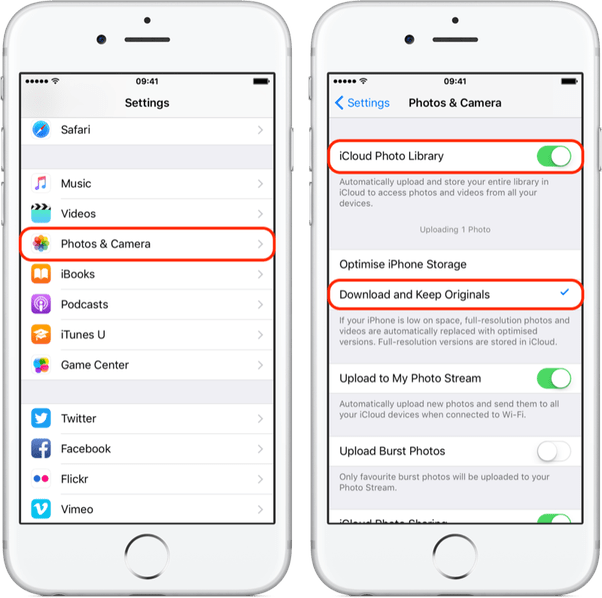 How to transfer all my photos on iCloud to my iPhone's 256gb internal