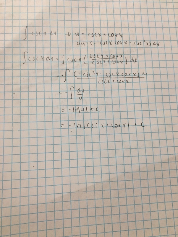 What is the integral of Cosec X? Is it ln sec x or tan x/2