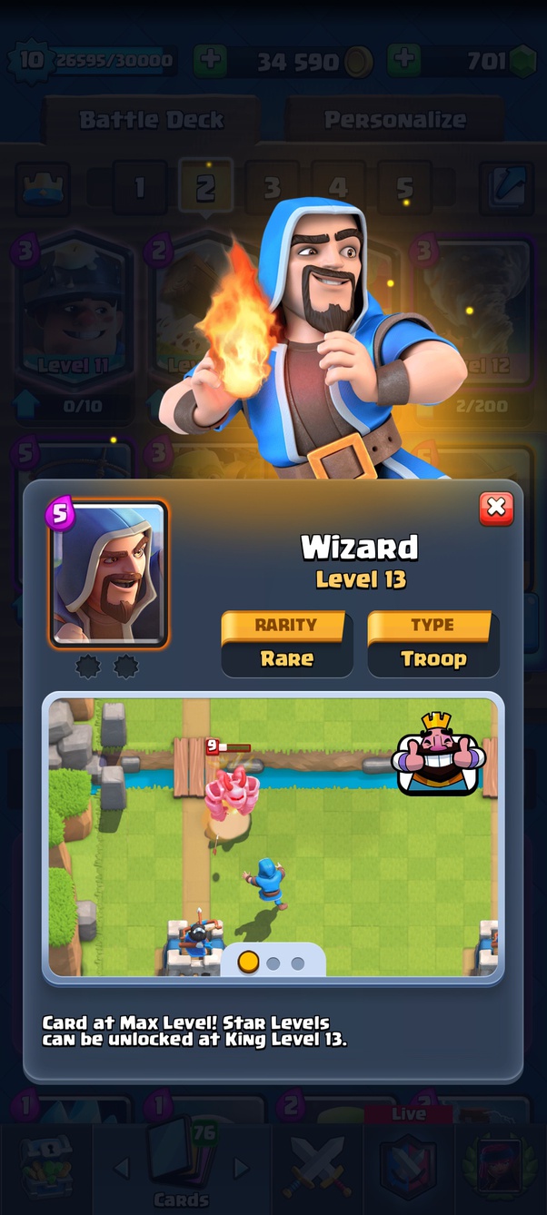 If you would focus all your Clash Royale card upgrades on one card and would have the rest at