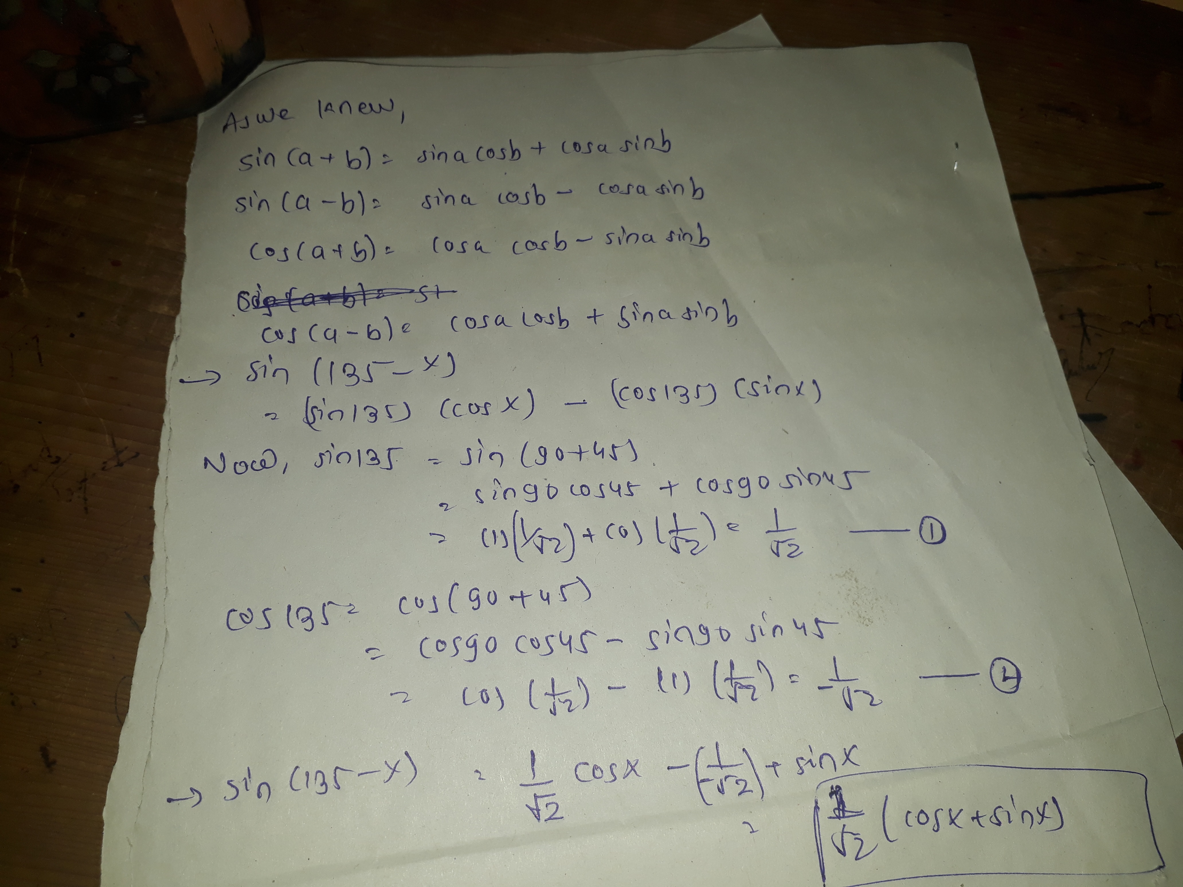 How to solve this sin (135-x) - Quora