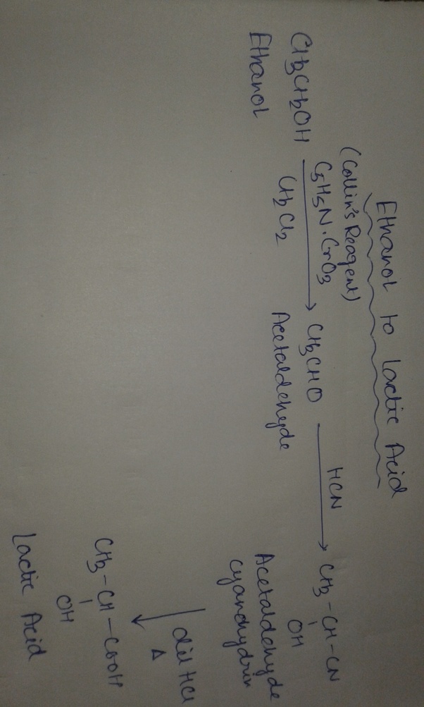 How is ethanol converted to lactic acid? Quora