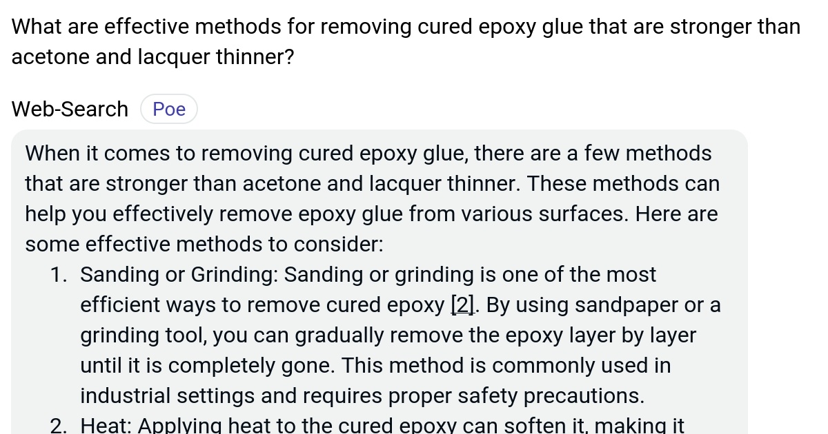What are effective methods for removing cured epoxy glue that are