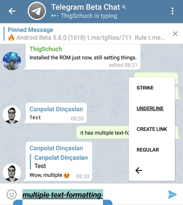 How to underline text in Telegram Quora
