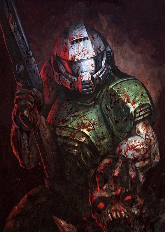 Is there a complete backstory about the 2016 DOOM guy, e.g