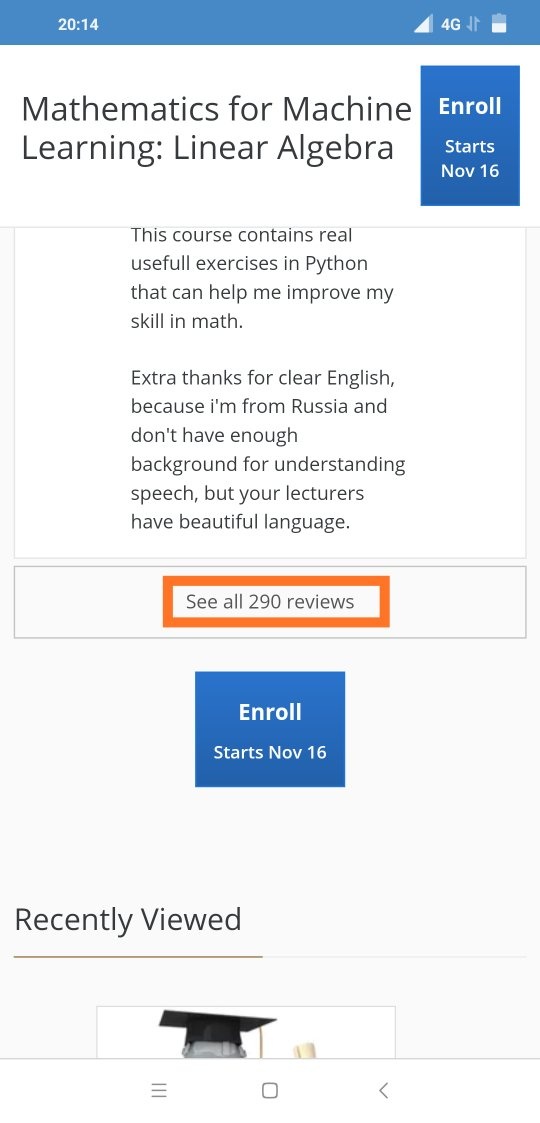What is your review of Coursera's course on Mathematics