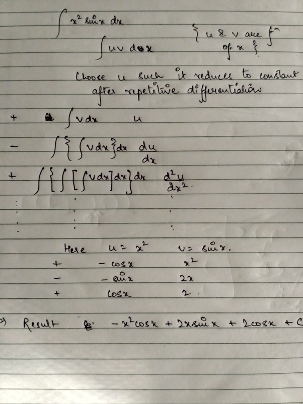 What is the integration of (x^2.(sinx))? Quora