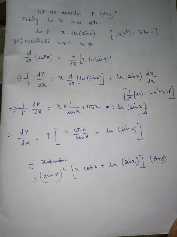 What is the derivative of sinx raise to power x? Quora