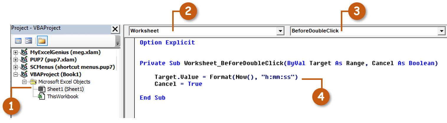 Apa kode VBA untuk mengklik dua kali sel dan menunjukkan stempel waktu? -  Quora