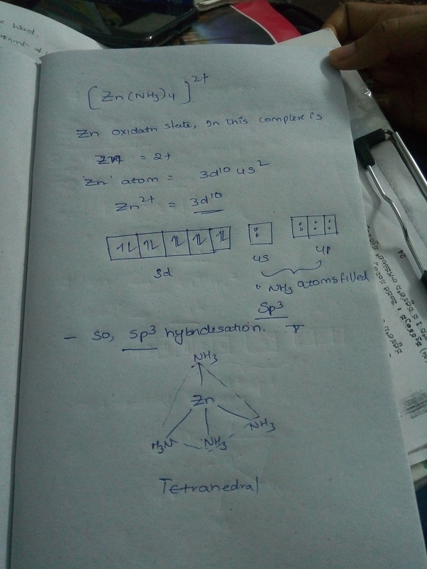 What is the structure of [Zn(NH3) 4] 2+? Quora