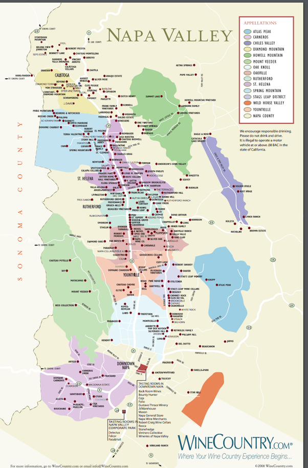 Napa Valley And San Francisco Map What is a good oneday itinerary for Napa Valley coming from San